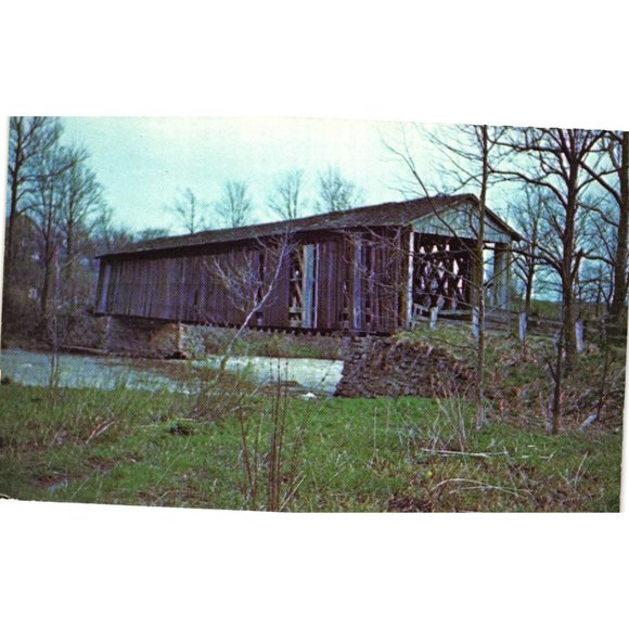 Ashtabula County Ohio Covered Bridge Postcard Travel Souvenir Unposted Lattice - Picture 1 of 2